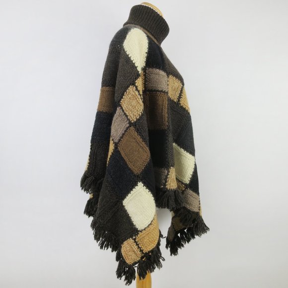 Ralph Lauren Hand Knit Granny Square Patchwork Poncho - Picture 4 of 8